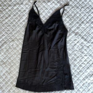 Black lace slip dress